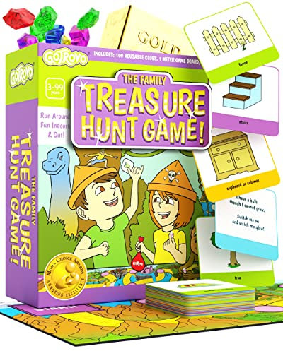 Brettspiel Schatzsuche GoTrovo. Englischsprachige Schnitzeljagd für Kinder jeden Alters
