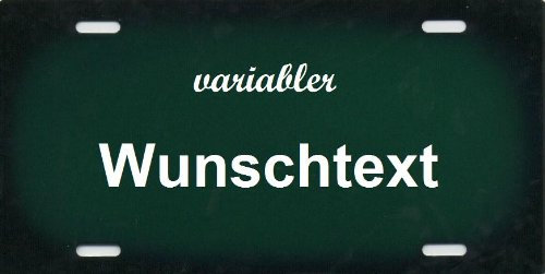 Nummernschild und Namensschild neutral grün selber gestalten und personalisieren persönliche Geschenkidee Metallschild Aluminium-Schild als individuelles Türschild Aluschild Kfz-Kennzeichen-Schilder