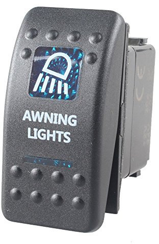 Mintice Vehículo 12V 20A LED Azul Interruptor de Palanca Basculante Luz Impermeable Interruptor de Botón Pulsador Conmutador Coche 5 Pin Awning Light