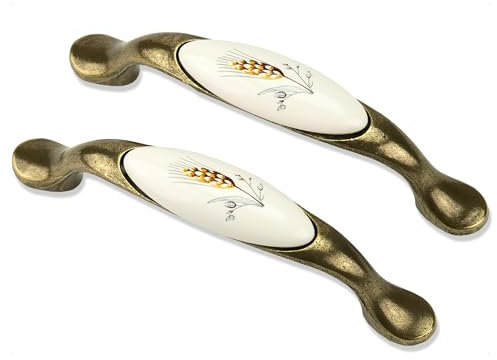 Mprofi MT 10 X Tiradores para Muebles-Manijas para Armarios de Cocina-Manijas para Armarios de Ropa-Manijas para Cómodas-Manijas de Cajón-Manijas Estilo Rústico de Porcelana 96mm