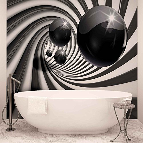Forwall Vlies Fototapete Tapete Vliestapete 3D Schwarz Weisser Tunnel AF3065VEXL (208cm x 146cm) Photo Wallpaper Mural