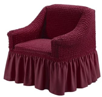 My Palace Aurora Sesselschoner 1 Sitzer Stretch und antirutsch Sesselhusse Fernsehsessel Bezug elastischer Sesselüberwurf mit Schaumstoffankern, 70-120cm Weinrot