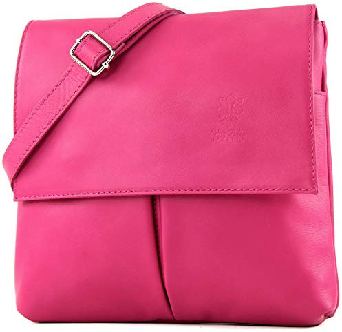 modamoda de T63 Damen Nappaleder Umhängetasche Schultertasche handmade in Italy, Farbe:Pink