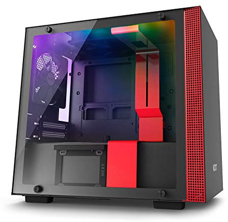 NZXT H200i - Mini-ITX-Gehäuse für Gaming-PCs - Smart Device mit CAM-Unterstützung - Hartglasfenster - Bereit für Wasserkühlungen - Schwarz/Rot - 2018 Version