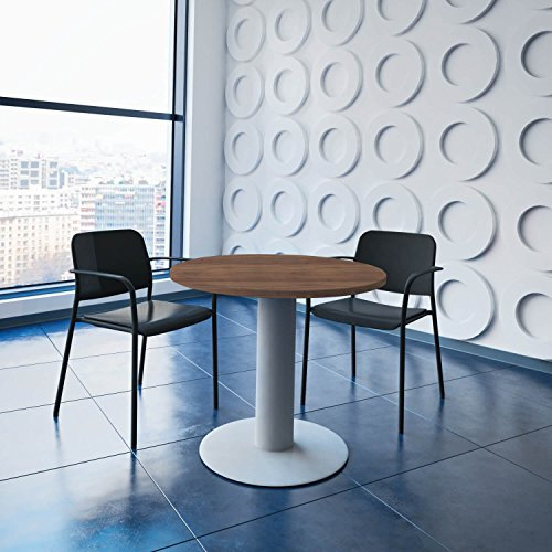 Weber Büro Optima runder Besprechungstisch Ø 80 cm Nussbaum Silbernes Gestell Tisch Esstisch
