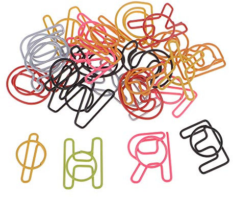 26 pcs Farbige aus aus klammern Motiv Heftklammern Buchstaben Papierklammern Set Kleine Klammern für Schulbedarf und Buch