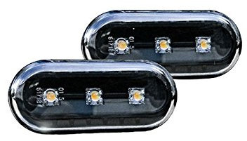 LED Seitenblinker Klar Schwarz Oval Links+Rechts Set Eintragungsfrei