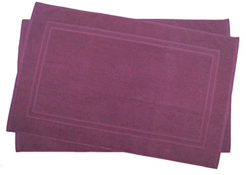 Julie Julsen 2er Pack 70 x 120 cm Badvorleger in Premium Qualität 900 gm2 in aktuellen Farben und 4 Größen aus Baumwolle Badematte Badteppich Duschvorleger Design Doppel Rahmen Lila