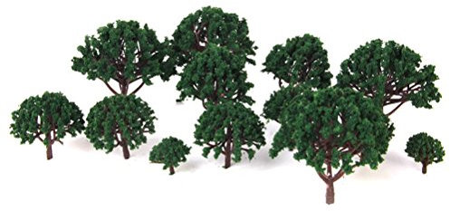 LIOOBO 20PCS Modelo árboles en Miniatura Paisaje Paisaje Tabla Verde Modelo árbol 3cm-8cm (Verde Oscuro)