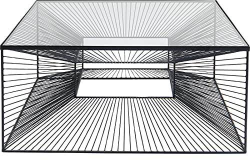 Kare Design Couchtisch Dimension, Schwarz, Beistelltisch, Wohnzimmertisch Stahlgestell, ESG-Glas Tischplatte, handgearbeitet, quadratisch, 38x81x81 cm (H/B/T)