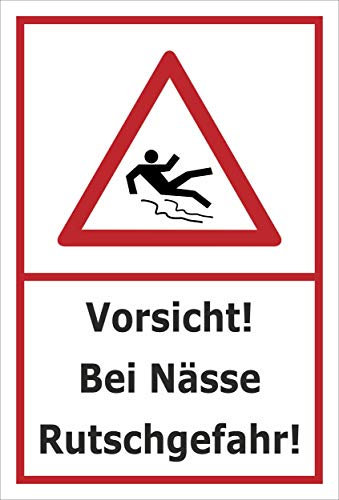 Melis-Folienwerkstatt Schild Rutschgefahr bei Nässe - 15x10cm - Bohrlöcher - 3mm Aluverbund – 20 VAR S00018-126-B