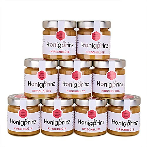 Honig Frühtrachthonig 100% Deutscher Blütenhonig [9 x 250 Gramm] cremiger Honig, ursprünglicher und natürlicher Honiggenuss, Honigprinz Familien-Imkerei