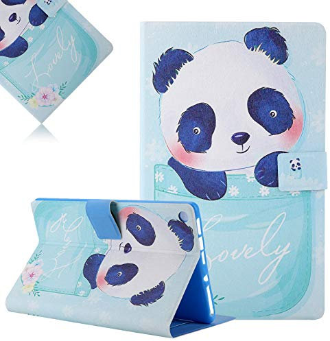 LCHDA - Custodia per tablet Amazon Fire HD 10 (9a generazione 2019 e 7° generazione 2017), in pelle PU dipinta leggera, con supporto magnetico e funzione di spegnimento automatico, panda