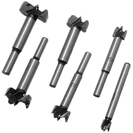 TOPWAY Broca Forstner para Madera 6 Piezas, 10-35mm Carburo Acero de Alta Velocidad Bisagras para Carpintería Taladro HSS Agujero Sierra Taladro Juego