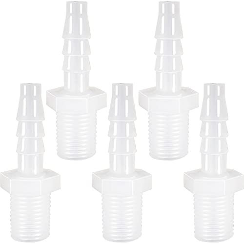 ANPTGHT Plastic Hose Barb Fitting 1/4'' Barb X 1/8'' NPT Male Thread Adapter Connector Pipe Fittings, Hose to Tap Connector for Fuel Gas Liquid Air (Pack of 5)
