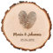 Holzscheibe Dekoration Hochzeit - 16-19 cm - Mit Rinde - Tischdekoration Name und Datum - unbehandeltes Holz - Geschenk für Hochzeit - Motiv Fingerabdruck