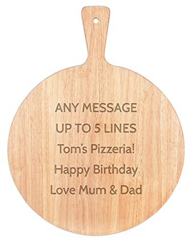 Tabla de pizza personalizada personalizada para cualquier mensaje, nombre de pizzería, círculo, bandeja para servir, paleta, redonda, madera, 45 x 34 cm