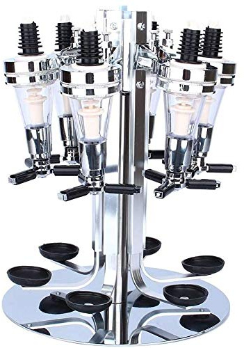 lyrlody Spirituosenspender Wandmontage, Drehbarer Bar Butler, 6 Flaschen, Schwarz