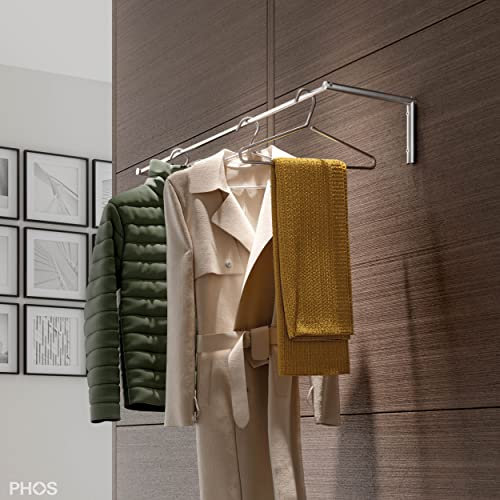Wandgarderobe mit Kleiderstange, Edelstahl, 60 cm breit - PHOS Design