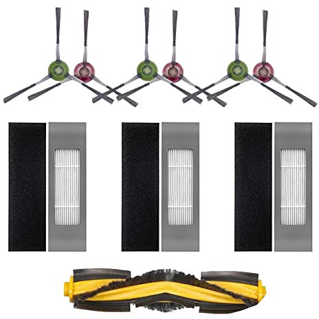 Bürste Filter Zubehör Ersatzteile Set für Yeedi Vac 2 Pro Vac Hybrid Vac Station Vac Max Staubsauger Roboter (1 Hauptbürste + 6 Seitenbürste + 3 HEPA Filters)