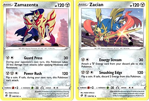 Pokemon Zacian 139/192 y Zamazenta 140/192 - Lote de cartas coleccionables Rebel Clash