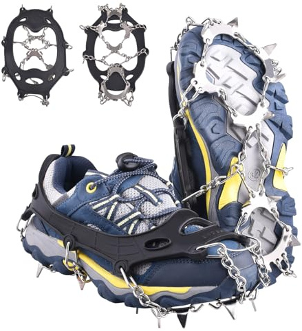 Azarxis Steigeisen für Bergschuhe mit 8 10 13 Spikes, Schneekette, Schuhspikes, Schuhkrallen für Outdoor (Kinder - 13 Spikes)