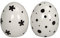 dekoratives frühlingshaftes Deko-Ei Oster-Ei Keramik weiß-schwarz mit Punkten und Blümchen Preis für 2 Stück (2 x klein ca. 6,5 x 8,5 cm hoch)