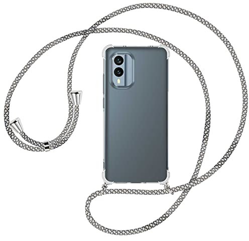 mtb more energy® Handykette kompatibel mit Nokia X30 5G - Fancy Fishnet - Smartphone Hülle zum Umhängen - Anti Shock Full TPU Case