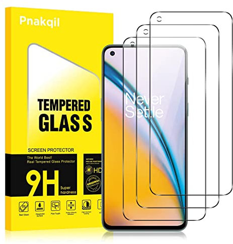 Pnakqil Lot de 3 Verre Trempé pour OnePlus Nord 2 5G/2T, Protection Écran HD Transparent Dureté 9H Glass Film pour OnePlus Nord2 6.43 Pouces, Sans Bulles Anti-Rayures