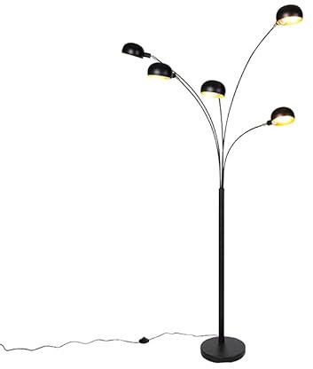 Qazqa - Design Smarte Stehlampe schwarz 5-flammig inkl. Wifi B35 - Sixties I Wohnzimmer - Stahl Länglich - LED geeignet E14