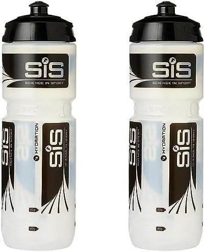 Science in Sport SIS Clear Sports Water Bottle, Wide Mouth Drink Bottle, Black Logo, Transparent Colour, 800 ml (Design May vary) (Pack of 2)