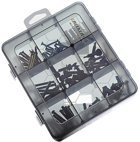 Koboko Sortimentskasten,Schrauben Sortierbox mit 3 Fächern(18,5×15,6×4,2cm),Kleinteile Organizer für Schrauben und Andere Kleinteile,Transparentes Schwarz