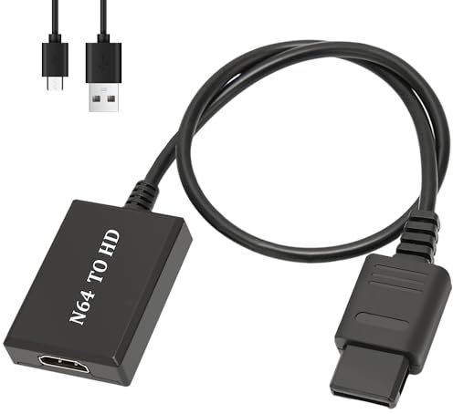 Nizirioo Adaptador conversor de N64 a HDMI: consola de videojuegos 1080P 720P para SNES/NGC, cable de enlace para señal de vídeo N64
