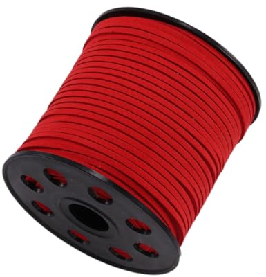 Whakano 1 Stück 10 M x 2,5mm Lederschnur Lederband Faux Wildleder Schnur, | Klassik Basteln Lederschnüre DIY Band für Armbänder,für Schmuckherstellung DIY Handwerk Halsketten,Rot