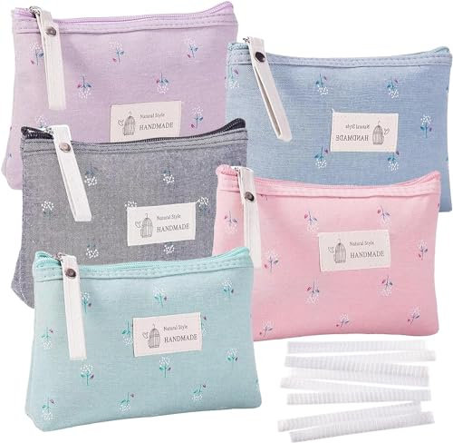Muviitvi 5 Stück Kleine Kosmetiktasche, Tasche Kosmetiktasche Damen, Kosmetiktasche aus Segeltuch, Multifunktionale Klein Tragbare Makeup, Kosmetikzubehör-Organizer.