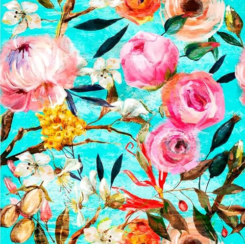 Alzkkll 300 * 44.5cm Selbstklebend Tapete Blumen, Bunte Wasserfeste Tapete Vinyl Selbstklebendes Kontakt Papier für Home Schlafzimmer Schränke und Küche Deko