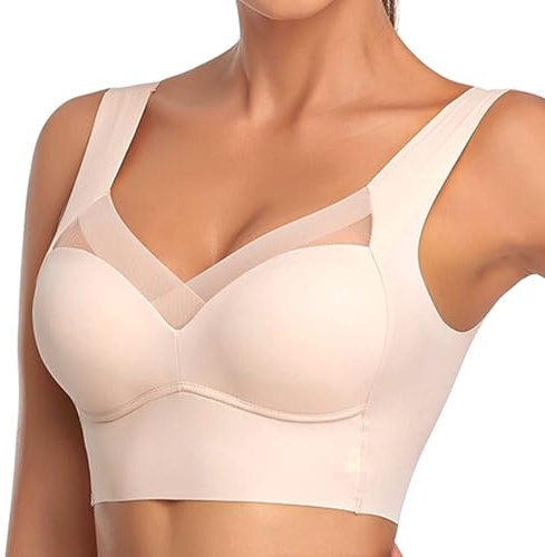 SSKHE Haltungskorrektur Rücken BH Damen, Comfy Seamless Push-up Posture Correction Bra (DE/NL/SE/PL, Alphanumerisch, XXL, Regular, Regular, White)