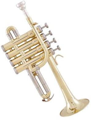Trompete für Anfänger Professionelle B-Piccolo-Trompete Trompete Aus Messing Mit Goldfarbener Oberfläche, Dreifarbige Trompete Legierungskolben(Color:Golden)