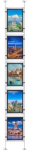 HKSIGN Cornice portafoto retroilluminata a LED, formato A4, da appendere alla finestra, segnaletica immobiliare (verticale, 5 pezzi A4 a linea)