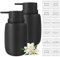 Topsky Seifenspender Set 500ml mit Aufklebern – Eleganter Schwarzer Matt Kunststoff, Nachfüllbarer Flüssigseifenspender für Küche und Bad, Ideal als Spülmittelspender mit Großem Pumpenkopf