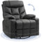 HOMCOM Recliner Armchair, Swivel PU Leather Manual Reclining Chair with Adjustable Leg Rest, Drink Holders, Side Pockets, Rocker Chair for Home Living Room, Black