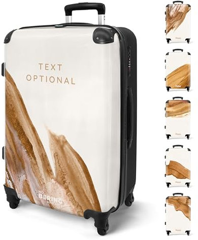 NoBoringSuitcases.com® Reisekoffer 67cm 72L Personalisiert - Großer Hartschalenkoffer mit Rollen, Leichtgewicht Trolley, Koffer Groß für 20kg Gepäck Goldener Glam in 6 Farben, Koffer für Flugzeug
