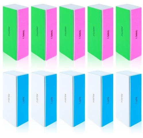 ElevateTech 10 bloques pulidores de uñas, bloque de limas de uñas de 4 vías, pulidor, bloque de lijado, pulidor profesional para dar forma, alisar y pulir uñas y uñas acrílicas