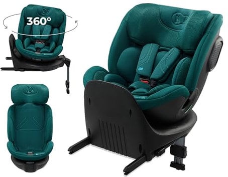 Kinderkraft XRIDER2 Seggiolino auto 0-21 kg, I-SIZE 40-150 cm, Seggiolino 360 girevole, con Isofix Base, Reclinabile Posizione sdraiata, FWF, RWF, reclining, Verde