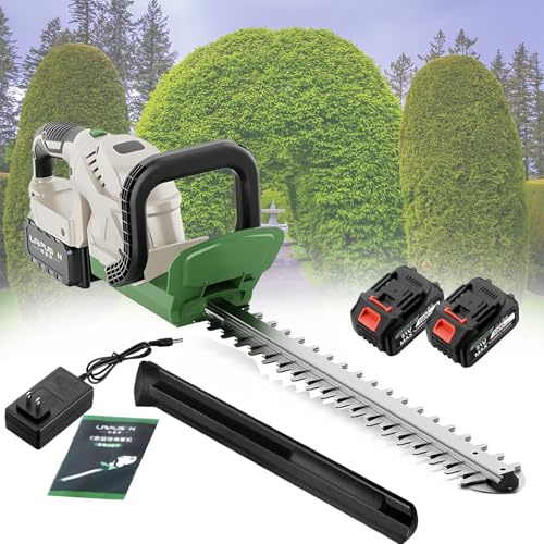 Cortasetos Inalámbrico, Cortasetos Eléctrico de 21V con Batería de 3,9 Ah y Cargador Incluido, Cortasetos de Mano con Pantalla LED, Cortasetos Eléctrico para Jardín, Patio y Césped,2 Battery