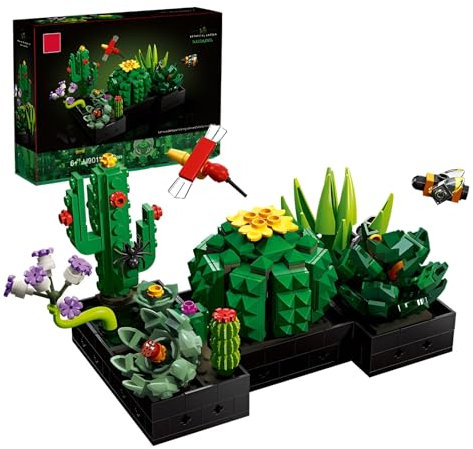 Succulents Flowers Building Sets, Tiny Succulent Flower Plant Home Décor, Botanical Collection Toys for Adult, Ideas Gifts for Girls Women Flower-Lovers, 590 Pieces
