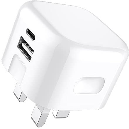 For Apple iPad Air 13 / Air 11 (2025) / iPad (2025) Charger Plug, USB + Type C Fast Charger 20W USB C Travel Fast Charging Power Adapter With Dual Ports Plug USB C Phone Charging Adapter (WHITE)