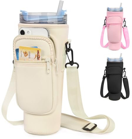 Water Bottle Carrier Bag Cup Bag Compatible with Stanley, 40 oz Water Bottle Holder with Pocket and Adjustable Strap Cup Holder Cup Accessories for Walking