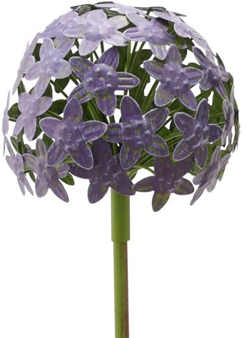 Klocke Dekorationsbedarf Metall Gartenstecker Allium - Blumenkugel - Blumen Gartenstecker - Gartendeko (Purple, ⌀ 16 cm - Länge 111 cm)
