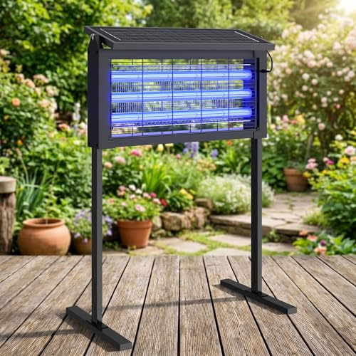 Solar Bug Zapper Outdoor, Potente Zapper Zanzariera, 3500V Elettrico Mosquito Killer, Impermeabile e Portatile, Trappola per insetti Volante Ricaricabile per Patio, Cortile, Giardino, Casa, Campeggio